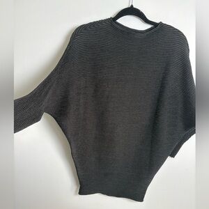 Specchio Black Ribbed Cocoon Top Size 40 Japanese Minimalist Batwing